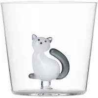 Ichendorf Milano - Gobelet Chat Blanc Avec Queue Grise - Chat Tigré - Design Alessandra Baldereschi