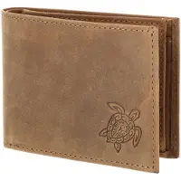 OXMOX Cuir porte-monnaie Leather RFID Protect Pocketbörse Turtle 2.0 Embossed Vintage Light Brown brun