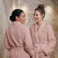Yoursurprise Peignoir nid d'abeille personnalisé pour femme - Brodé - Rose - S/M