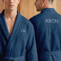Yoursurprise Peignoir gaufré homme personnalisé - Brodé - Bleu - S/M