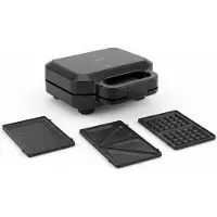 Safecourt Kitchen toaster - Grille-pain 3-en-1, gaufrier et gril de contact - Plaques amovibles sans PFAS et lavables au lave-vaisselle - compact - chaud rapide - gril de contact