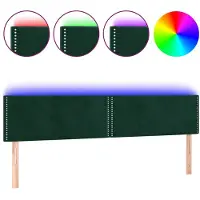 vidaXL LED Tête de lit vert foncé 200x5x78/88 cm velours