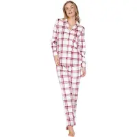 Pastunette Pyjama 'Rosewood Comfort' écru / rouge foncé