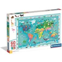 Clementoni Puzzle 60 maxi Carte de la faune super couleur 26072