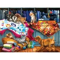 Sunsout Puzzle Tom Wood - Quilting Room Mischief - 1000 pièces