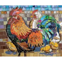 Sunsout Puzzle Stained Glass Chickens - 1000 pièces