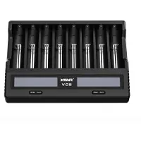 XTAR VC8S - Chargeur-analyseur pour batteries Li-Ion 3,6 V - 3,7 V et NIMH 1,2 V
