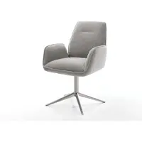 DELIFE Chaise-pivotante Zoa-Flex tissu structuré doux gris pied de chaise 4 branches acier inoxydable pivotement sur 360° fonction bascule resorts ensachés