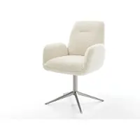 DELIFE Chaise-pivotante Zoa-Flex tissu teddy beige pied de chaise 4 branches acier inoxydable pivotement sur 360° fonction bascule resorts ensachés