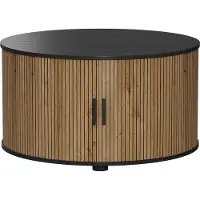 Vicco Table basse Selva Chêne/Noir 80x80cm avec porte coulissante, Model 56362