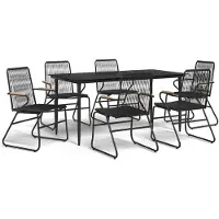 vidaXL Ensemble de jardin 7 pièces noir rotin PVC