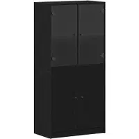 vidaXL Buffet haut noir aspect chêne 68 x 37 x 142 cm