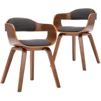 vidaXL Chaise de salle à manger 2 pcs. Gris foncé Tissu et bois courbé