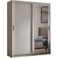 MargaretHadas24 Armoire Henry avec miroir, 120 cm de large, comprenant 2 portes coulissantes. Armoire coulissante (couleur cachemire)