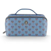 Pip studio Sac de toilette Cyrille, taille moyenne, motif floral Jaipur, couleur bleu, dimensions : 23,5 x 10,5 x 11 cm