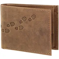 OXMOX Cuir porte-monnaie Leather RFID Protect Pocketbörse Footsteps 2.0 Embossed Vintage Light Brown brun