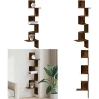 vidaXL Étagère d'angle murale chêne fumé bois d'ingénierie