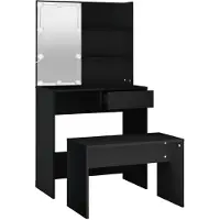 vidaXL Ensemble de coiffeuse avec LED Noir Bois composite