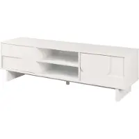 En.casa Meuble TV "Katanshumn" avec 2 portes et 2 étagères ouvertes, dimensions : 150 x 39 x 45 cm, couleur : blanc