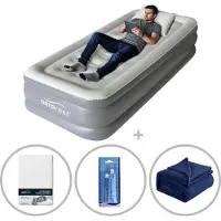 Aerorest Matelas gonflable Supreme Plush XL, pour une personne | 210 x 99 x 46 cm | Livré avec un drap-housse assorti, un kit de réparation et une couverture en polaire | Extra long, 210 cm