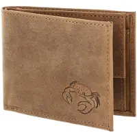 OXMOX Cuir porte-monnaie Leather RFID Protect Pocketbörse Crab 2.0 Embossed Vintage Light Brown brun