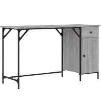 vidaXL Table d'ordinateur Gris Sonoma 131x48x75 cm Bois composite