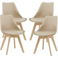 En.casa Chaise de salle à manger 'Fläten' (lot de 4) Chaise rembourrée en similicuir beige