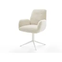 DELIFE Chaise-pivotante Zoa-Flex peluche crème-blanc pied de chaise 4 branches blanc pivotement sur 360° fonction bascule resorts ensachés