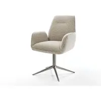 DELIFE Chaise-pivotante Zoa-Flex tissu tissé doux beige pied de chaise 4 branches grafiete pivotement sur 360° fonction bascule resorts ensachés