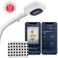 Nanit Babyphone Pro avec caméra, support au sol & bande - Caméra bébé avec vidéo & audio 1080p, dormeur, WLAN, iOS/Android - Blanc