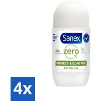 Sanex Déodorant à bille Zéro% Peau normale 50 ml - Pack avantage - 4 pièces