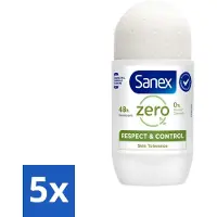 Sanex Déodorant à bille Zéro% Peau normale 50 ml - Pack avantage - 5 pièces