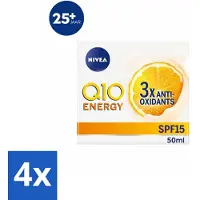Nivea - Q10 Energy Crème de Jour - Crème Anti-Rides - Peau normale & fatiguée - FPS 15 - Avec Vitamine C & Q10 - 50 ml - Pack Avantage - 4 pièces