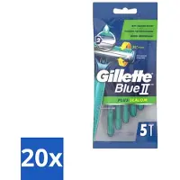 Gillette Blue II - Plus Slalom - Rasoir jetable - 5 lames - Pack économique - 20 pièces