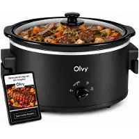 Olvy , mijoteuse de 6 litres – Cuiseur à mijoter avec un récipient intérieur en céramique – Fonction de maintien au chaud – Inclus un livre de recettes