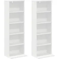 vidaXL Étagère CD, lot de 2, blanche, 33 x 23,5 x 97,5 cm, en panneaux de particules