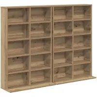 vidaXL Étagère CD, 2 pièces, imitation chêne artisanal, 65 x 23,5 x 97,5 cm, panneau de fibres de bois