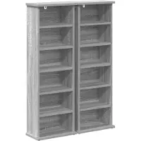 vidaXL Étagère CD, 2 pièces, Sonoma gris, 60 x 17 x 92 cm, panneau de fibres de bois