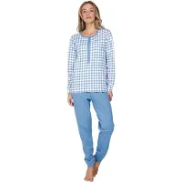 Pastunette Pyjama 'Blue Cottage' bleu / blanc cassé