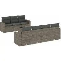 vidaXL Ensemble de jardin canapé 8 pièces avec coussins Gris Poly rotin