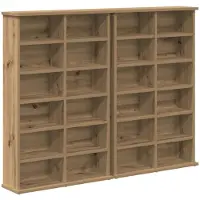 vidaXL Étagère CD, 2 pièces, imitation chêne artisanal, 60 x 17 x 92 cm, panneau de fibres de bois