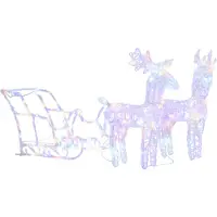 vidaXL Rennes & traîneau Décoration de Noël 160 LEDs 130 cm Acrylique