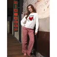 Rebelle Pyjama 'Endless Love' rouge / blanc cassé