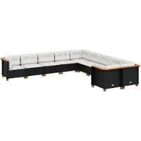 vidaXL Ensemble de 10 canapés de jardin avec coussins noir poly rotin
