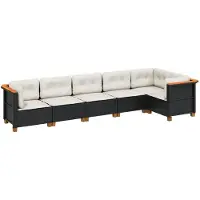 vidaXL Salon de jardin 6 pcs avec coussins noir résine tressée