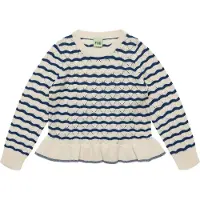 FUB Blouse - Tricoté - Pointelle - Laine - Ecru/Deep Indigo - - 100 - Blouse