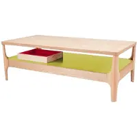 Padiro Table basse , rectangulaire, 120 x 60 x 40 cm - Couleur frêne/vert - MDF avec placage en bois - avec compartiment de rangement