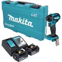 Makita Perceuse-visseuse sans fil DDF 083 RTK 18 V 40 Nm 1/4" sans balais + 2 batteries 5,0 Ah + chargeur + mallette