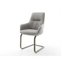 DELIFE Cantilever Zelia-Flex avec accoudoirs tissu structuré doux Grau gris pied cantilever plat aspect titane ressorts ensachés