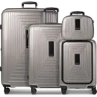 Redolz Essentials14 : ensemble de 4 valises à roulettes, trousse de toilette 4 pièces avec soufflet extensible et compartiment pour ordinateur portable